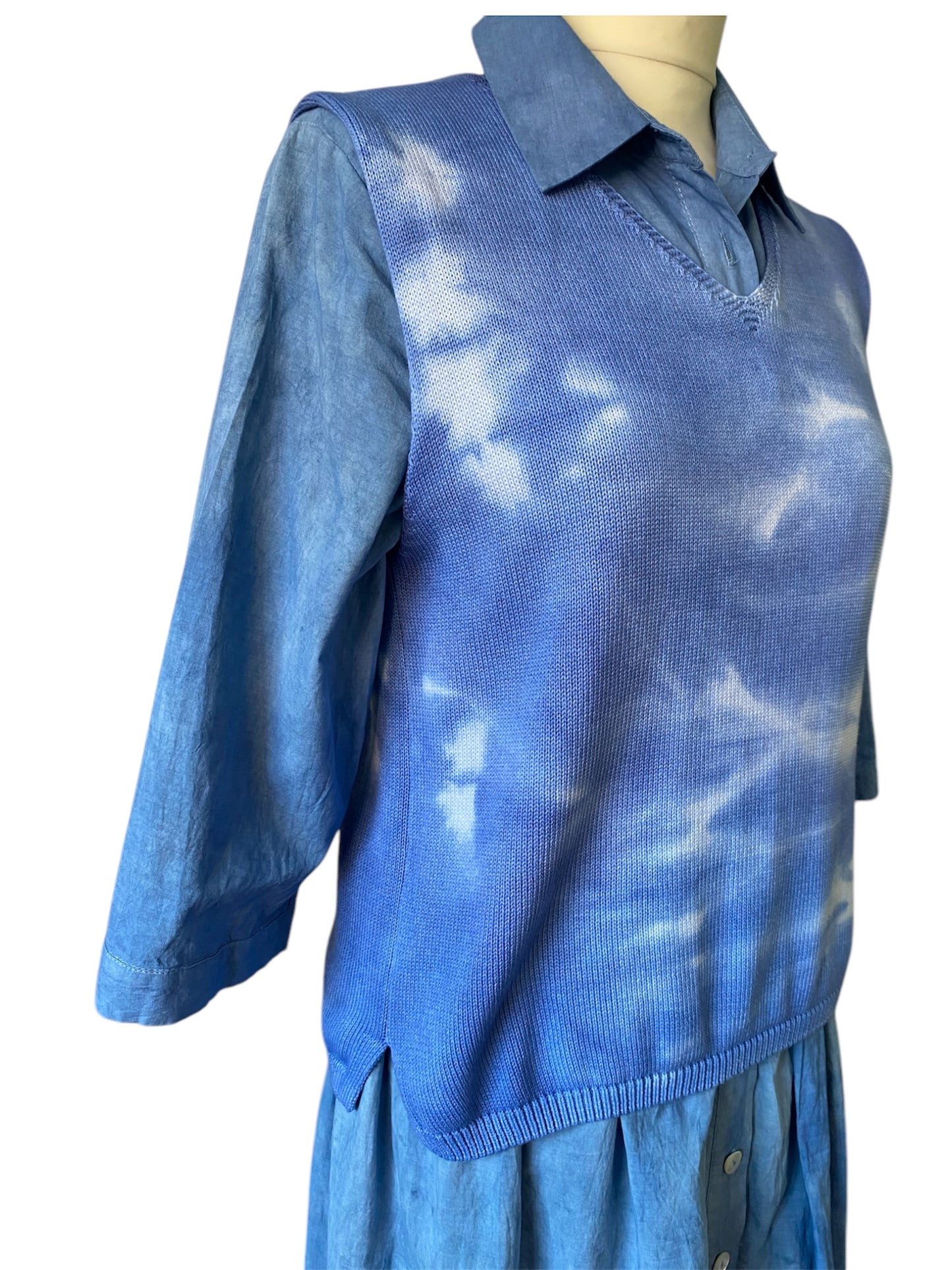 Gilet cotone maglia tintura naturale