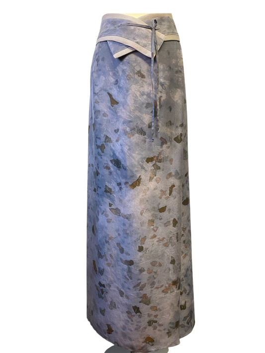 Gonna seta portafoglio stampa e tintura naturale