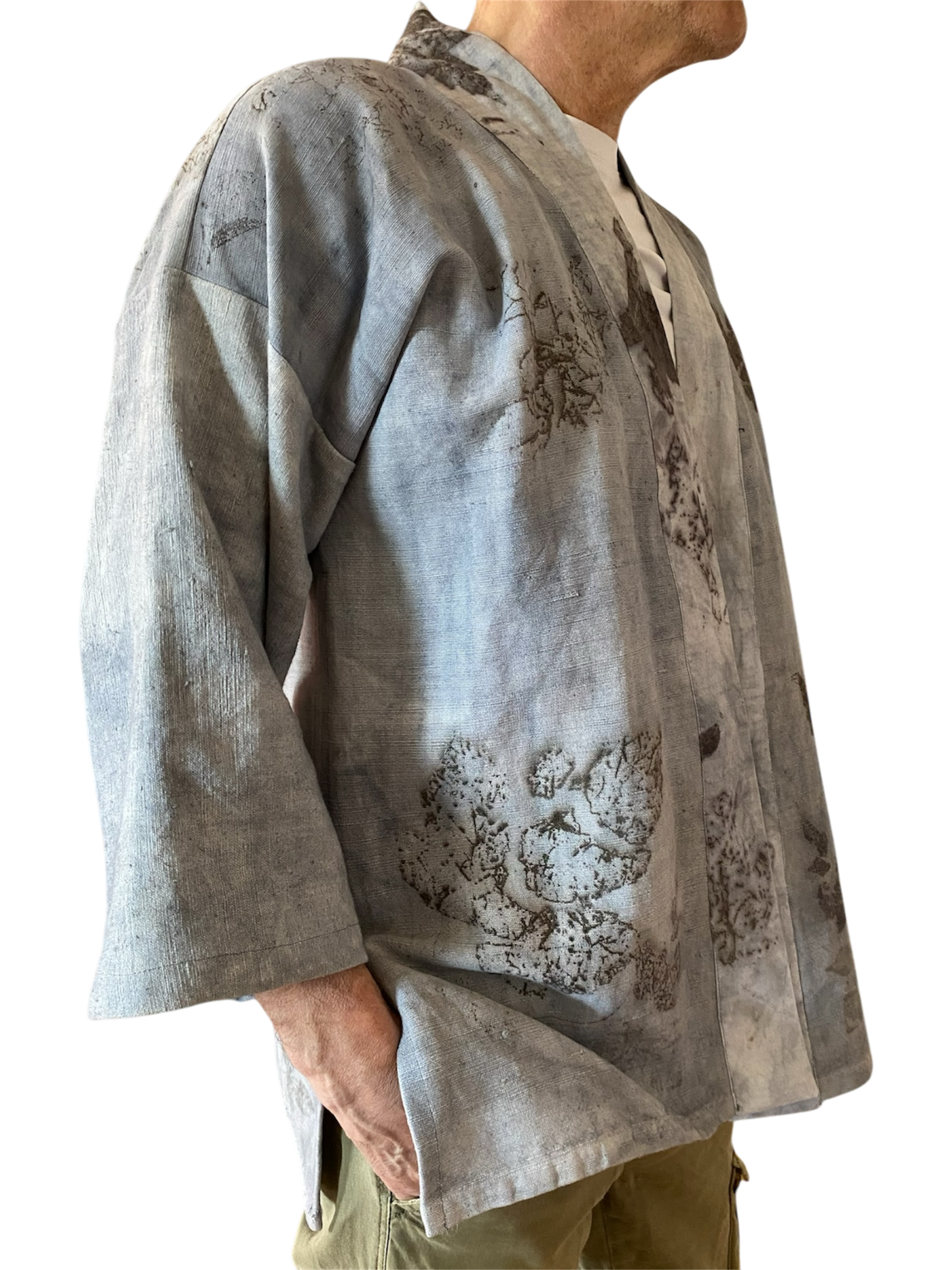 Kimono cotone grezzo tintura e stampa naturale