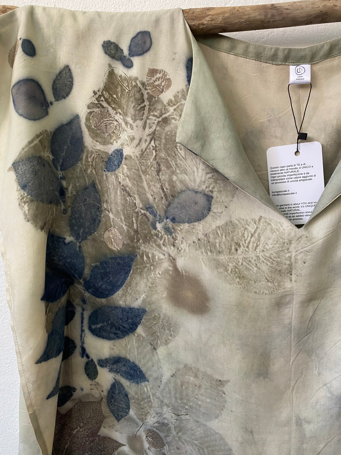 Kaftano seta con stampa e tintura naturale