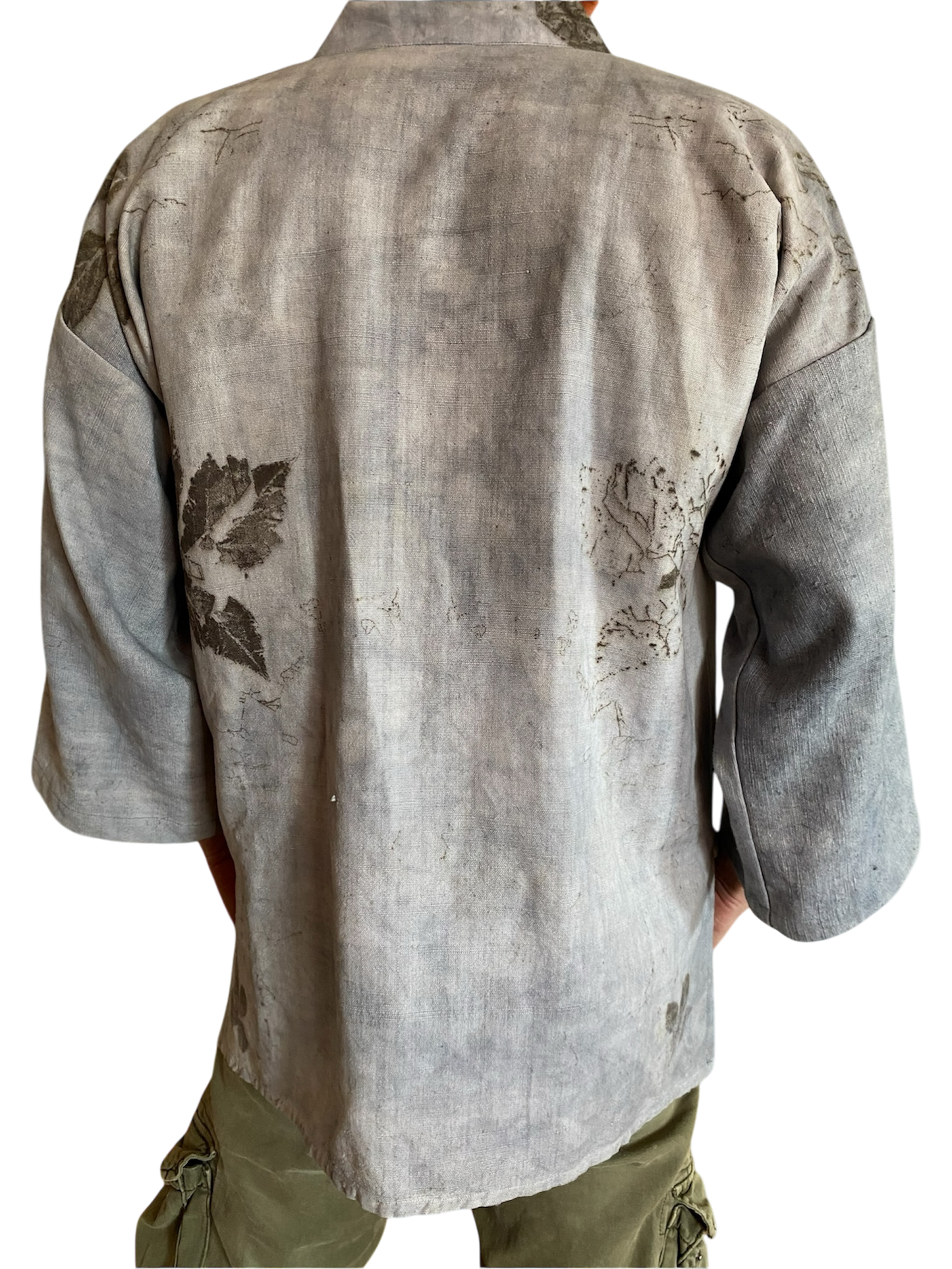 Kimono cotone grezzo tintura e stampa naturale