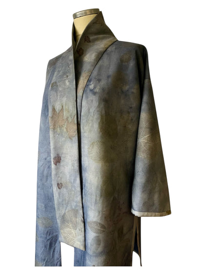 Giacca cappotto sfoderato stampa e tintura naturale