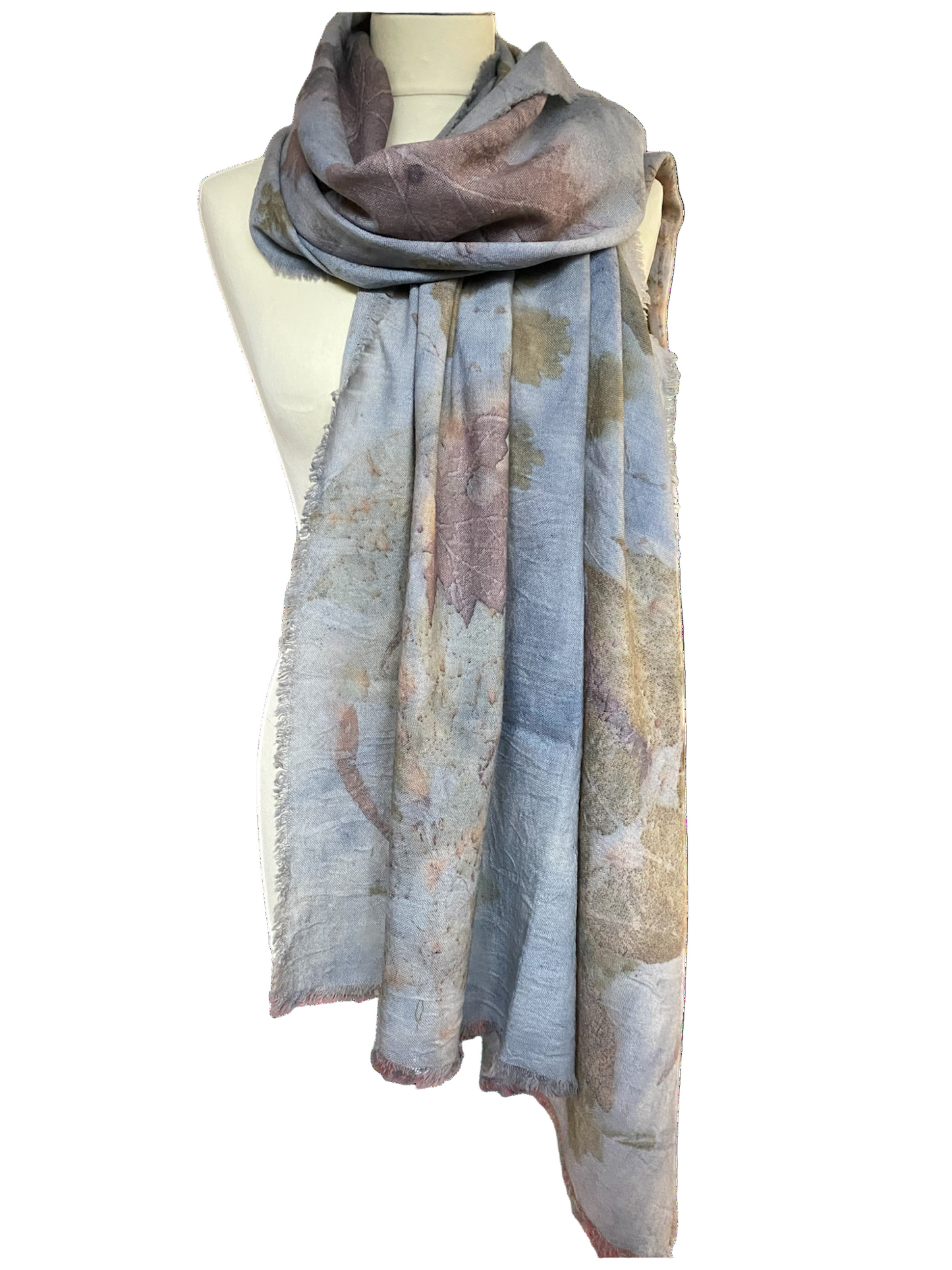 Stola lana tintura e stampa naturale