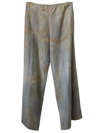 Pantalone, seta stampato e tinto con la natura