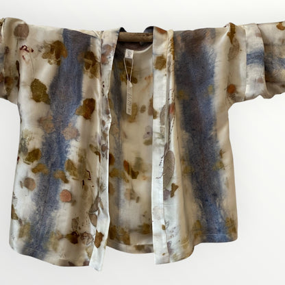Kimono satin stampa e tintura naturale