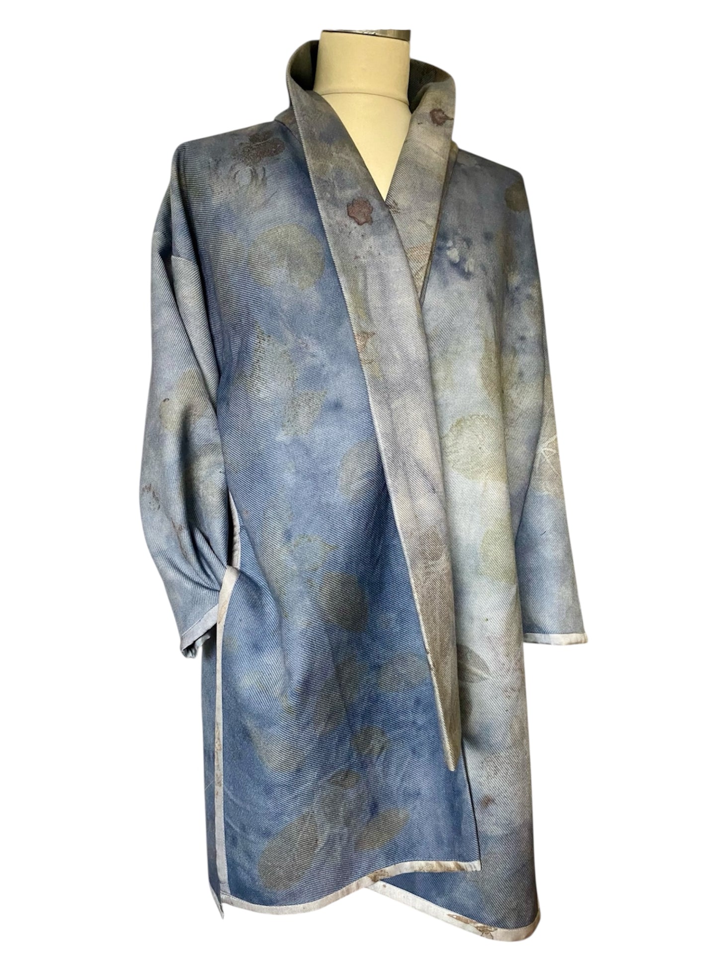 Giacca cappotto sfoderato stampa e tintura naturale