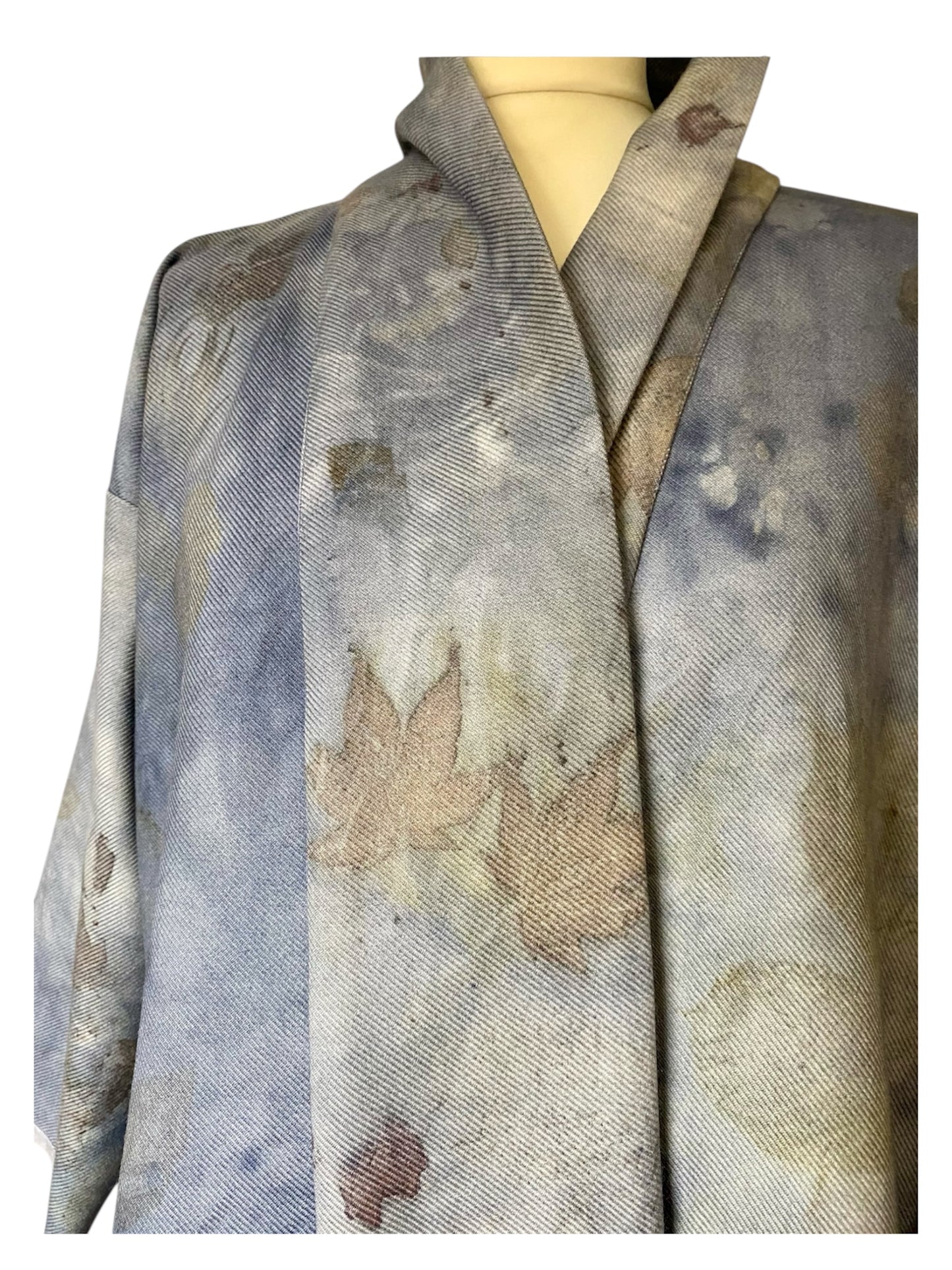 Giacca cappotto sfoderato stampa e tintura naturale