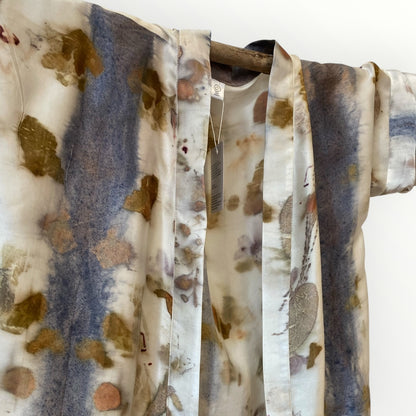 Kimono satin stampa e tintura naturale