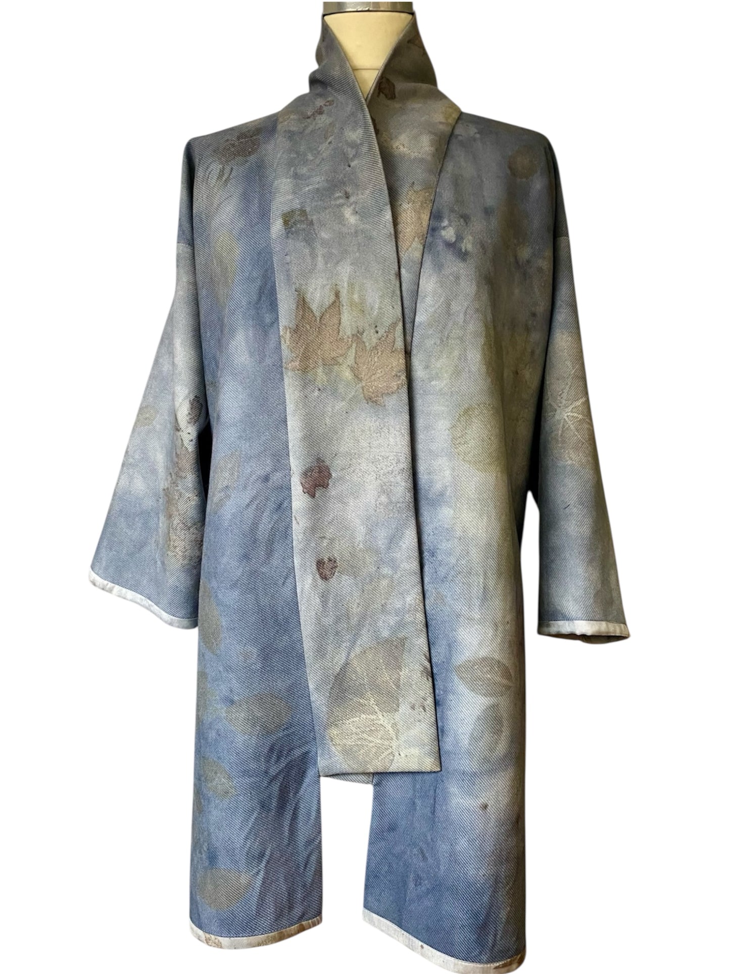 Giacca cappotto sfoderato stampa e tintura naturale