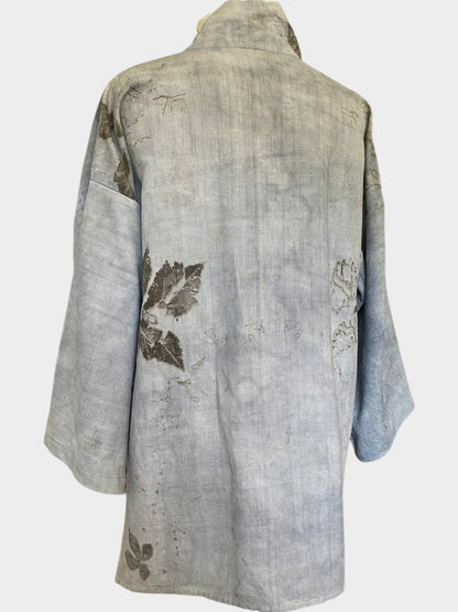 Kimono cotone grezzo tintura e stampa naturale