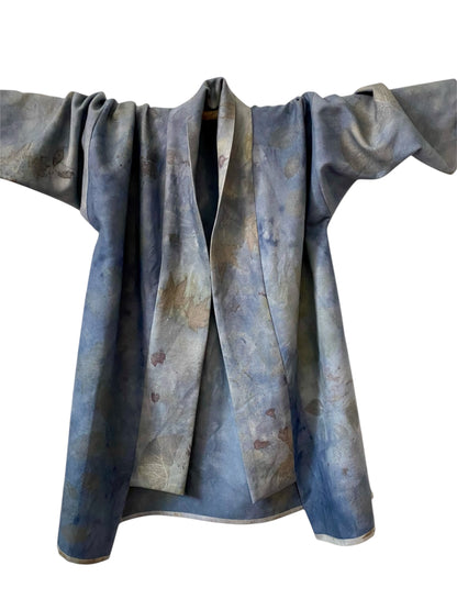 Giacca cappotto sfoderato stampa e tintura naturale