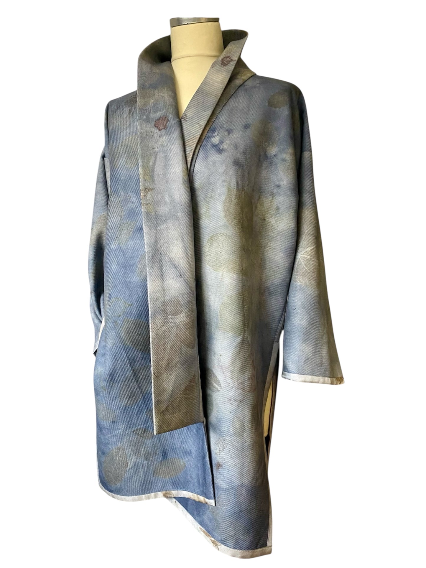 Giacca cappotto sfoderato stampa e tintura naturale