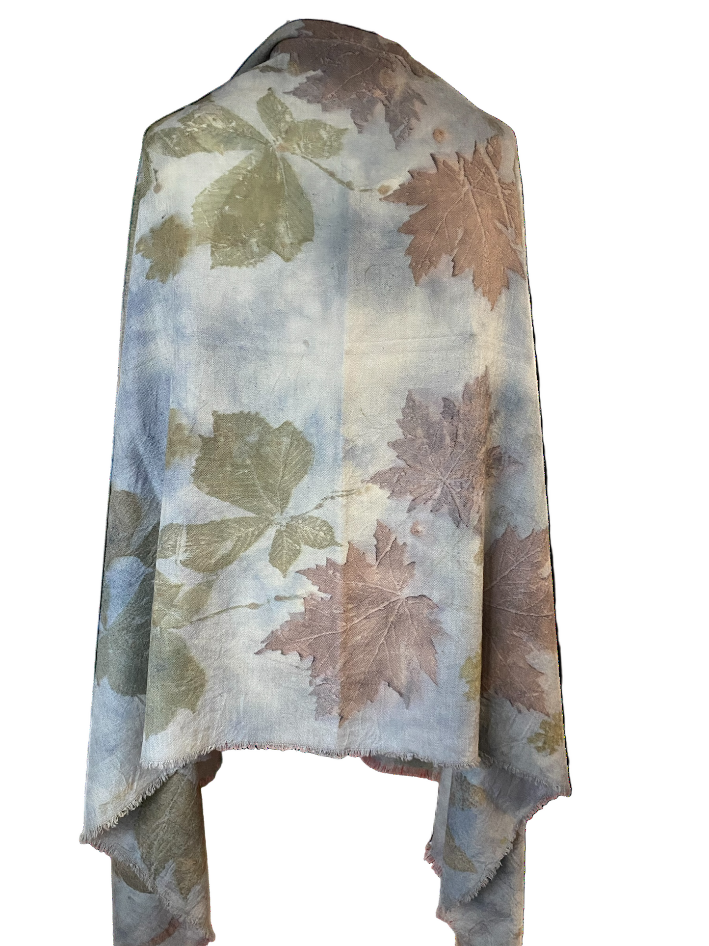 Stola lana tintura e stampa naturale