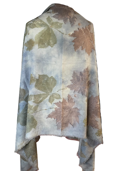 Stola lana tintura e stampa naturale