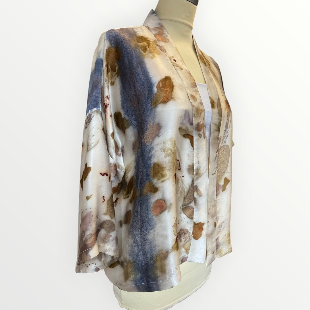 Kimono satin stampa e tintura naturale