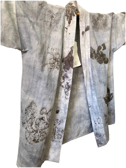Kimono cotone grezzo tintura e stampa naturale
