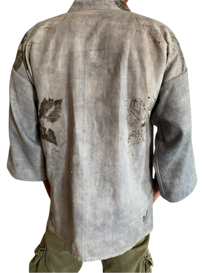 Kimono cotone grezzo tintura e stampa naturale
