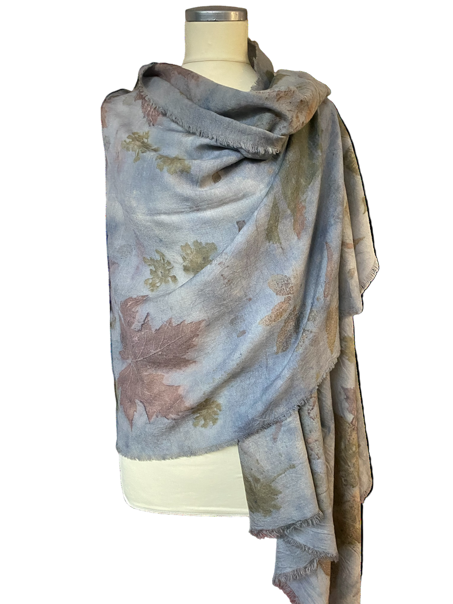 Stola lana tintura e stampa naturale