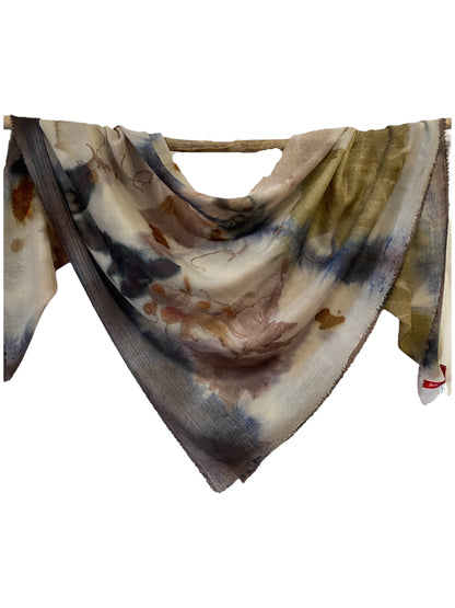 Maxi foulard lana tintura e stampa naturale
