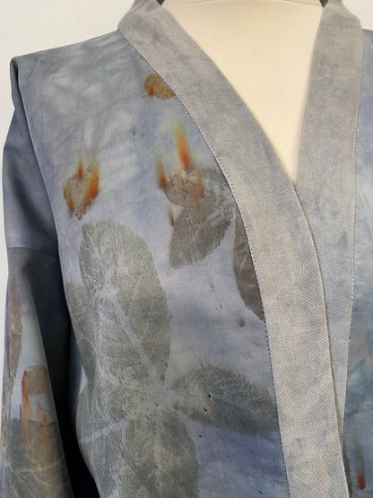 kimono azzurro stampa naturale